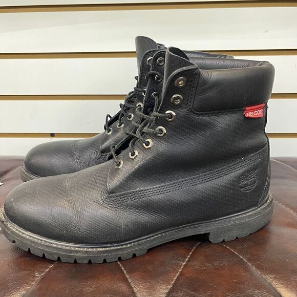 Timberland Men's Helcor 6 Inch Scratch Resistant Black Leather Boots Style Size - Picture 2 of 10